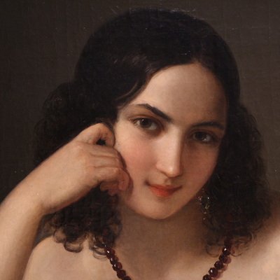 Ritratto di dama firmato N. Schiavoni e datato 1842 -photo-3