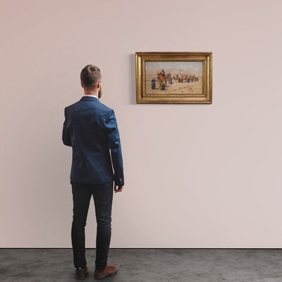 Quadro orientalista firmato A. Rossi e datato 1893, carovana nel deserto -photo-6