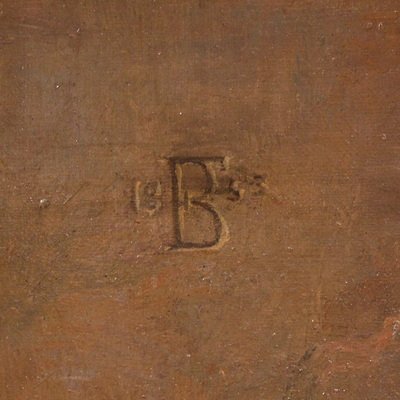 Grande quadro siglato FB e datato 1853, gli innamorati  -photo-3