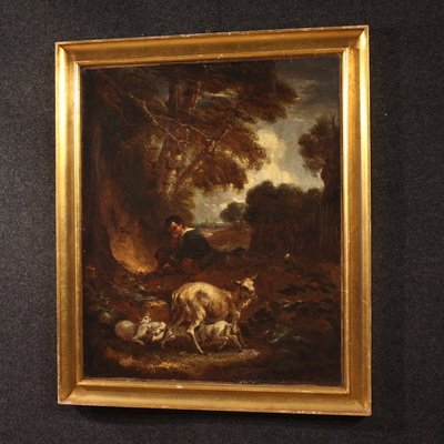 Quadro inglese del XVIII secolo, paesaggio pastorale  -photo-3