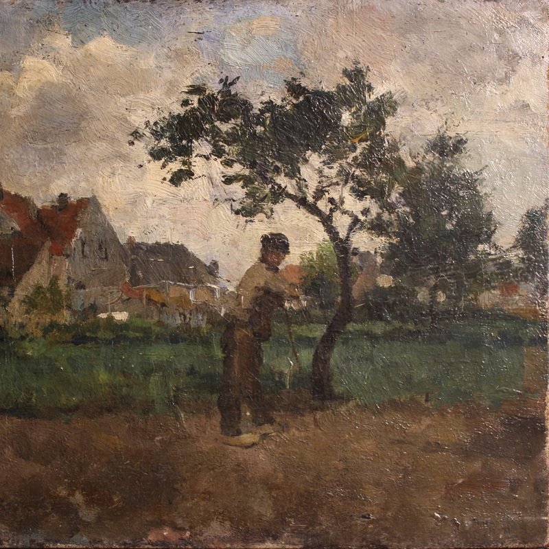 Dipinto olandese del XIX secolo, Paesaggio impressionista -photo-2