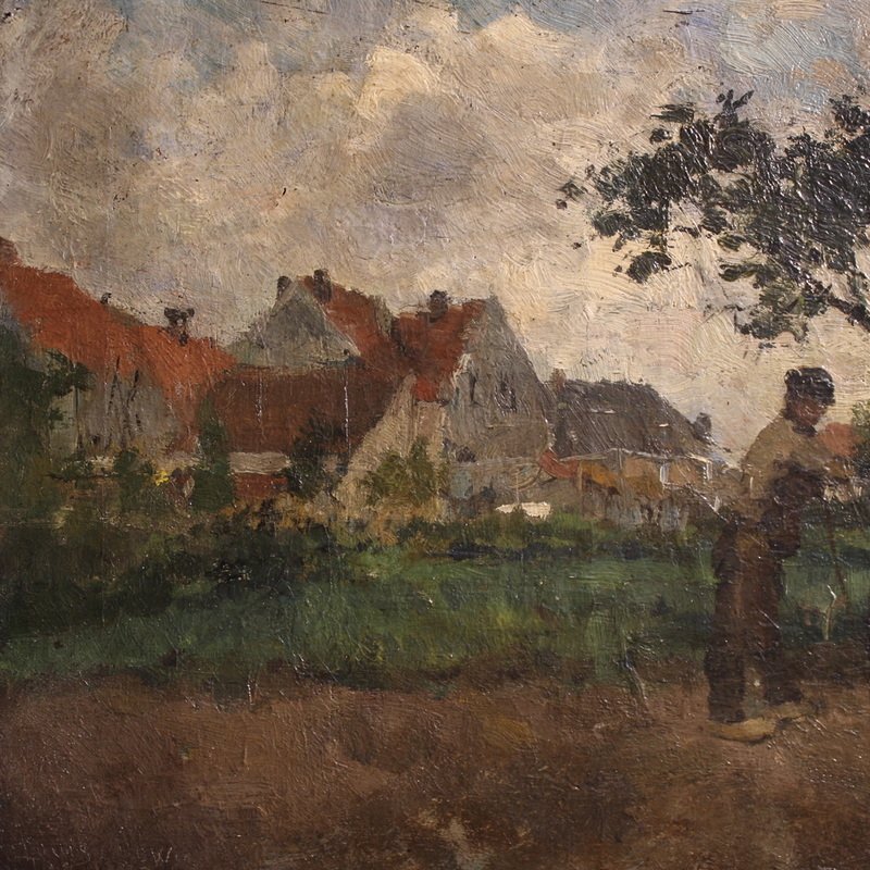 Dipinto olandese del XIX secolo, Paesaggio impressionista -photo-3