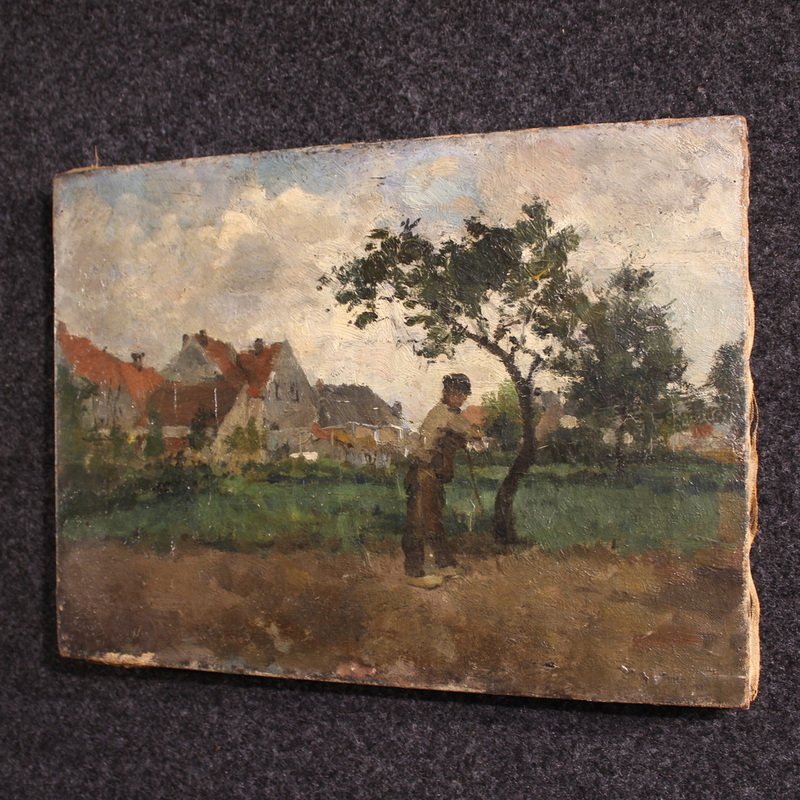 Dipinto olandese del XIX secolo, Paesaggio impressionista -photo-5