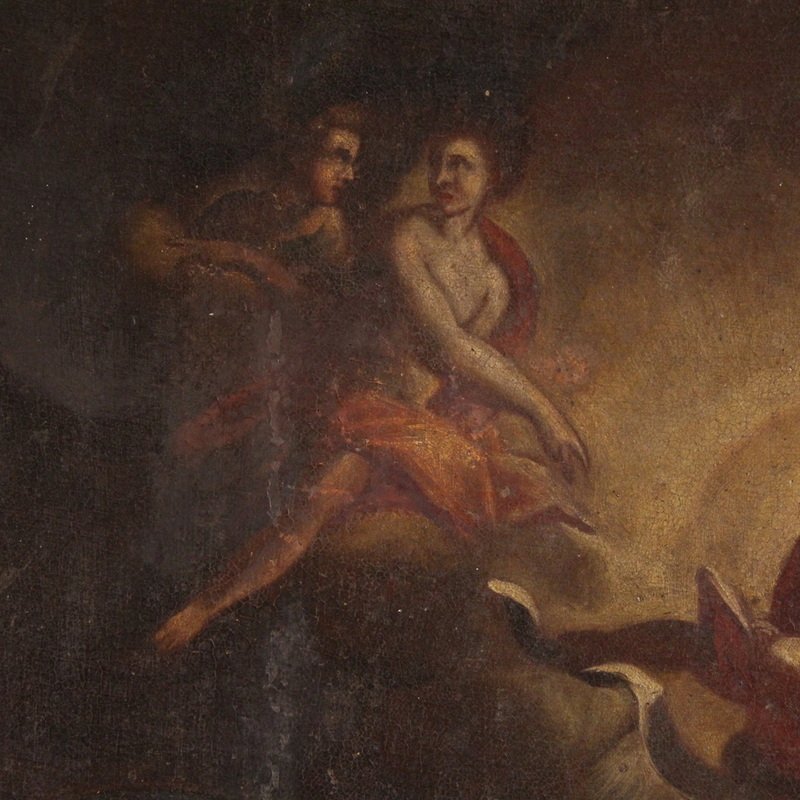 Antico dipinto italiano del XVII secolo, Adorazione dei pastori-photo-4