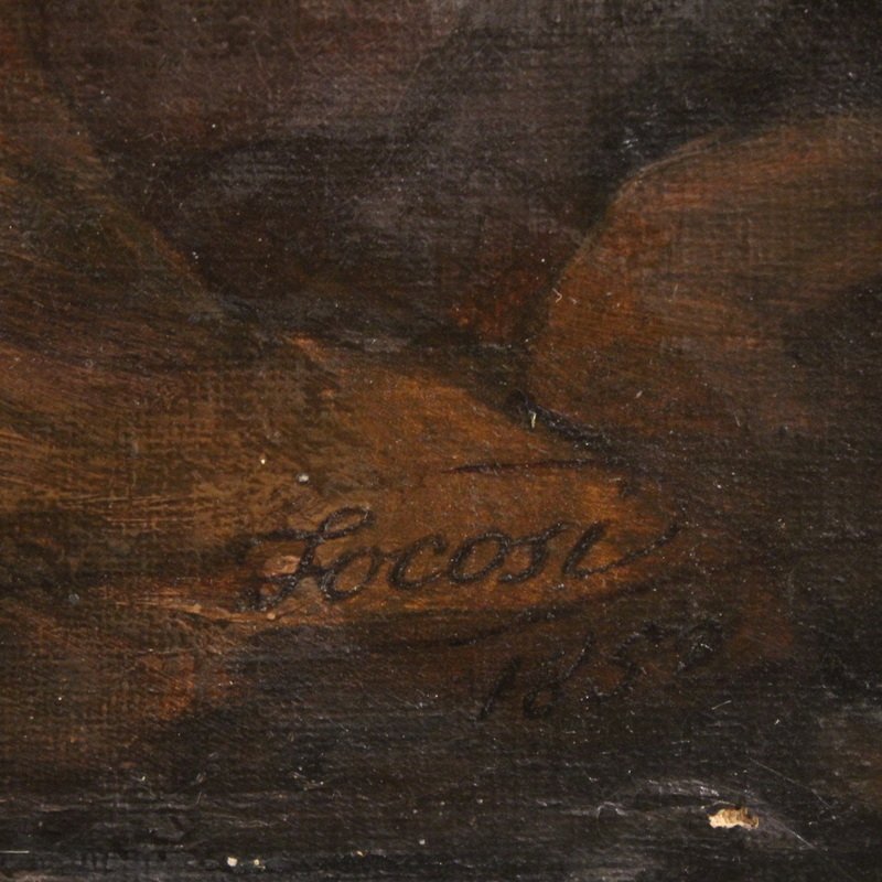 Quadro italiano firmato Focosi e datato 1852, Mosè che infrange le tavole della legge  -photo-3