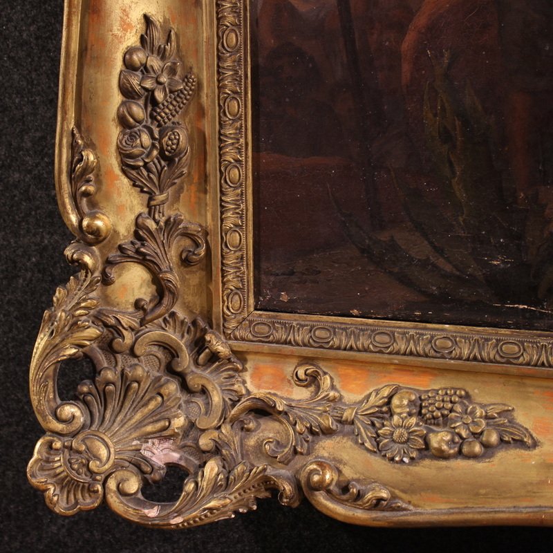 Quadro italiano firmato Focosi e datato 1852, Mosè che infrange le tavole della legge  -photo-3
