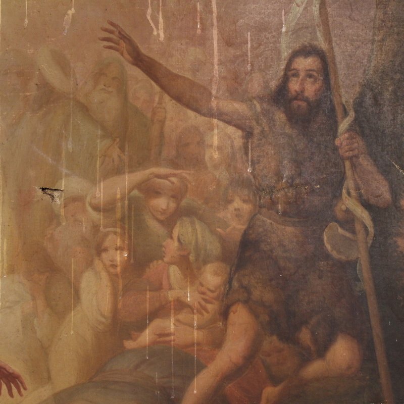 Antico dipinto italiano del XIX secolo, il battesimo di Gesù -photo-1