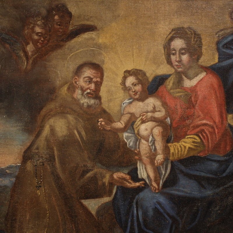 Antico dipinto italiano, Madonna con bambino e San Felice -photo-2