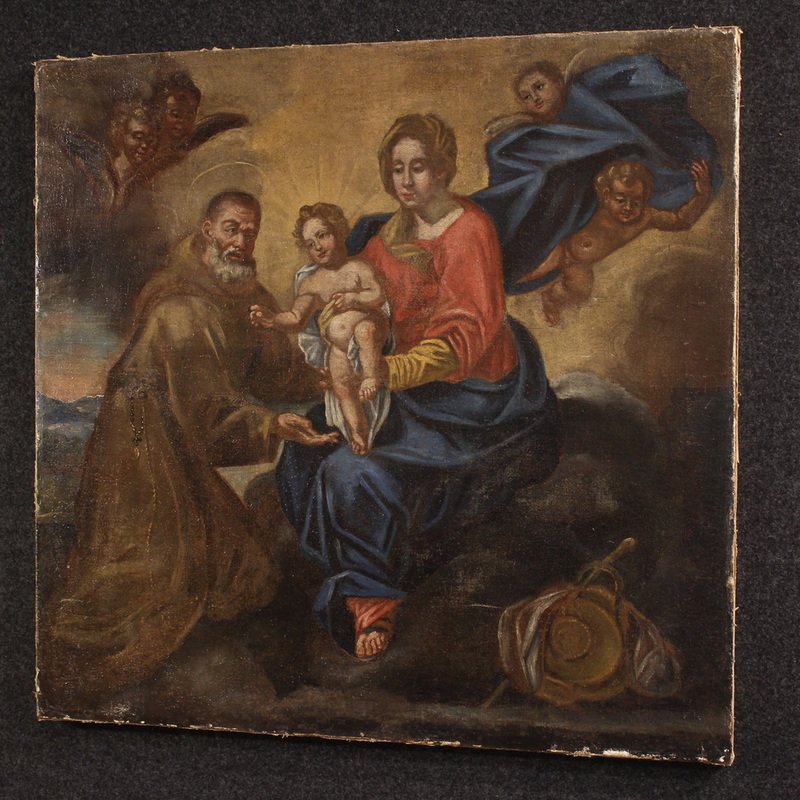 Antico dipinto italiano, Madonna con bambino e San Felice -photo-1