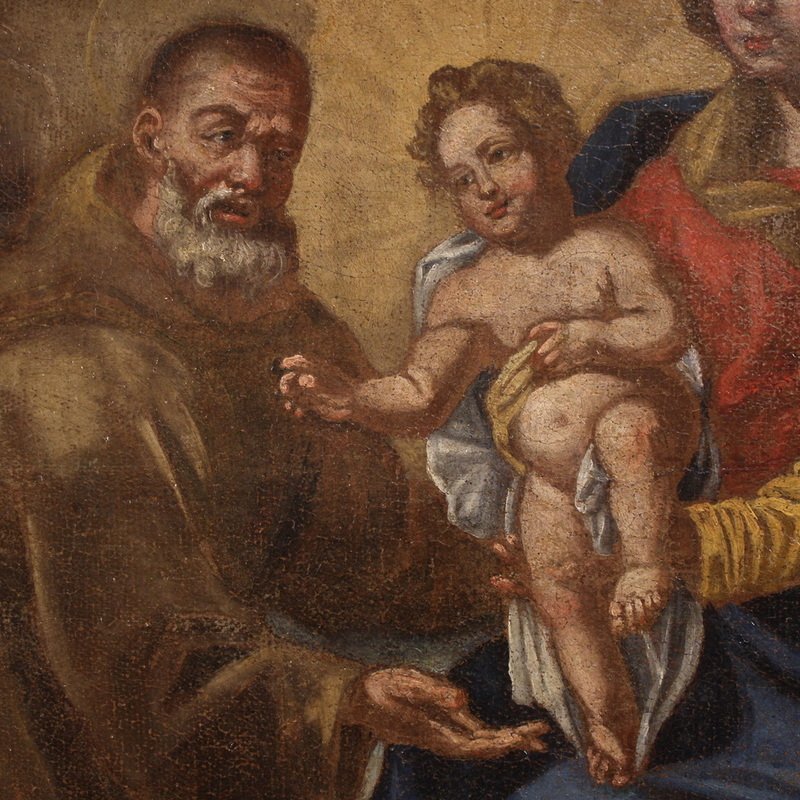 Antico dipinto italiano, Madonna con bambino e San Felice -photo-2
