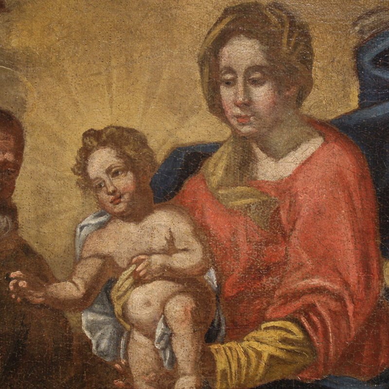 Antico dipinto italiano, Madonna con bambino e San Felice -photo-3