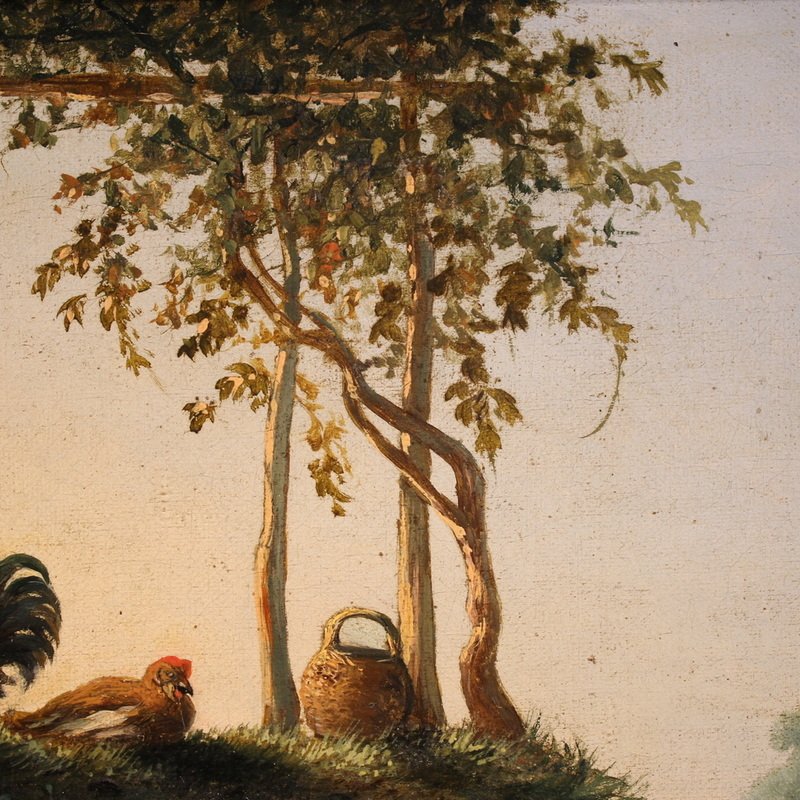Dipinto italiano del XIX secolo, paesaggio di campagna-photo-5