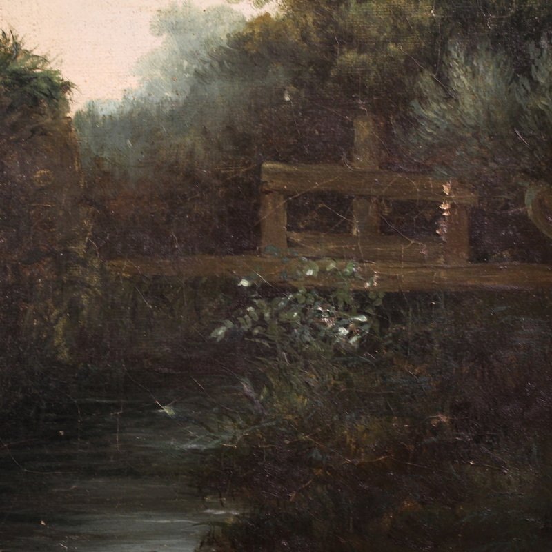 Dipinto italiano del XIX secolo, paesaggio di campagna-photo-7