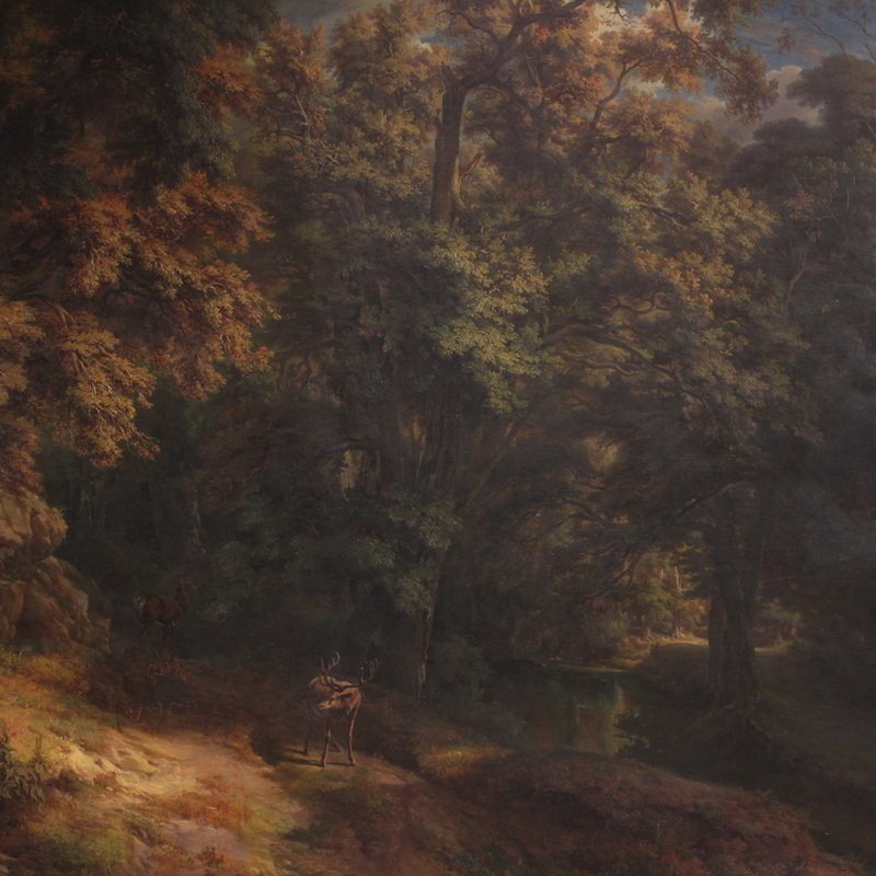 Monumental 19th-century painting signed by A. Casanova, depicting a woodland landscape -photo-3