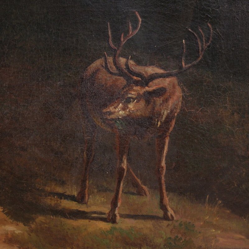 Monumental 19th-century painting signed by A. Casanova, depicting a woodland landscape -photo-2