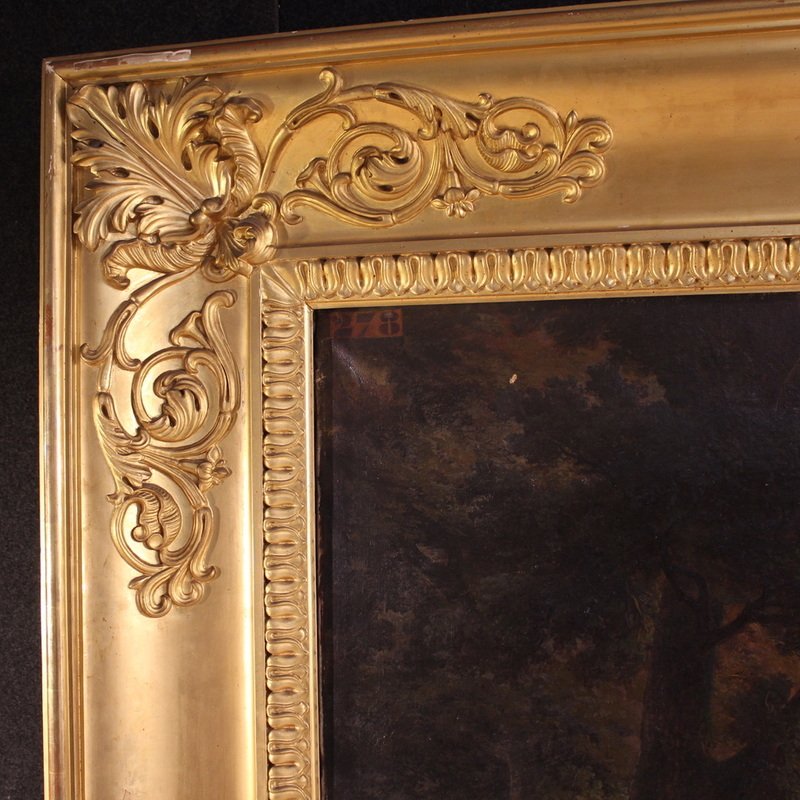 Monumental 19th-century painting signed by A. Casanova, depicting a woodland landscape -photo-4