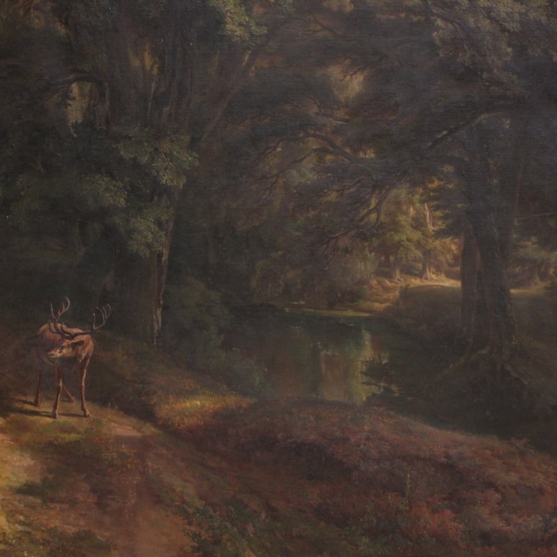 Monumental 19th-century painting signed by A. Casanova, depicting a woodland landscape -photo-5