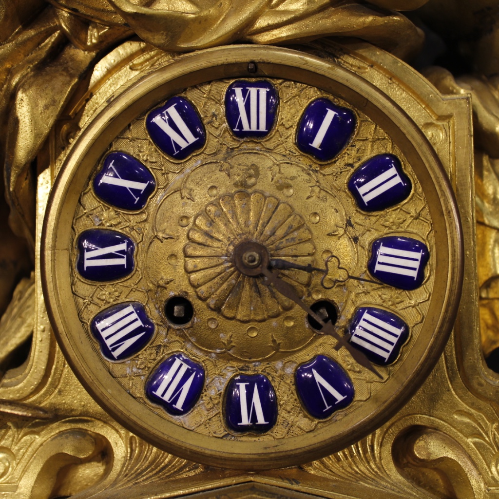 Orologio francese in antimonio dorato-photo-4