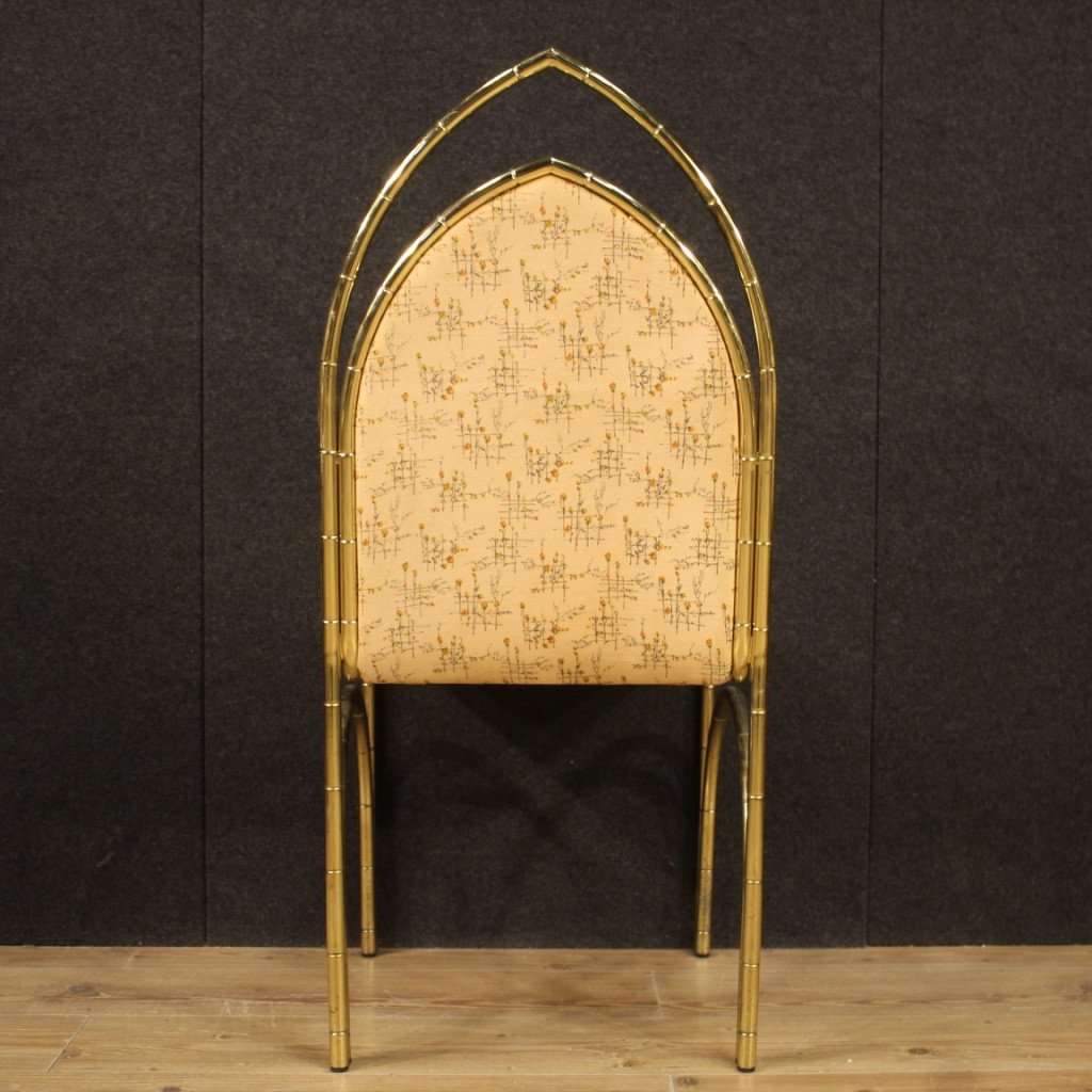 Sei sedie italiane di design in metallo dorato-photo-5