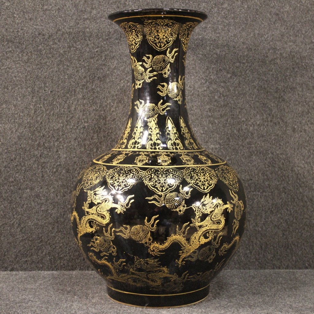 Paire De Vases Chinois En Céramique Peinte-photo-1
