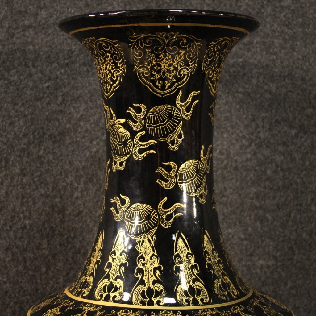 Paire De Vases Chinois En Céramique Peinte-photo-3