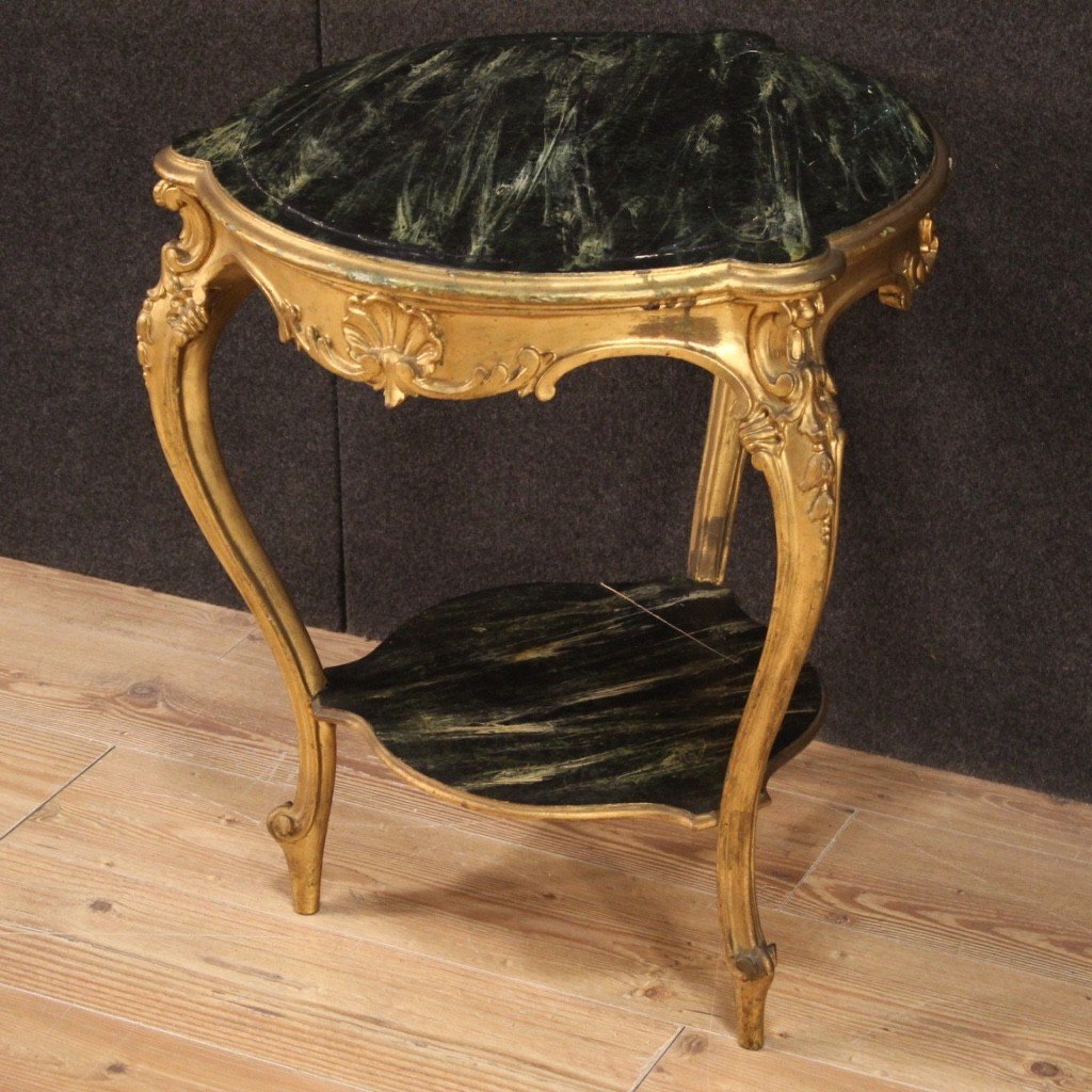 Tavolino da salotto dorato e laccato finto marmo-photo-1