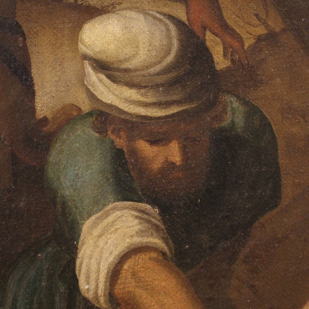 Antico dipinto Salita al Calvario del XVII secolo-photo-6