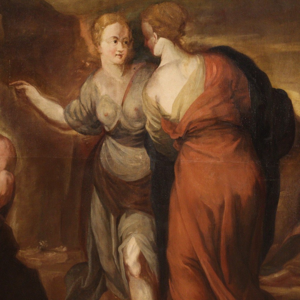 Grande dipinto mitologico del XVIII secolo, Vertumno e Pomona-photo-1