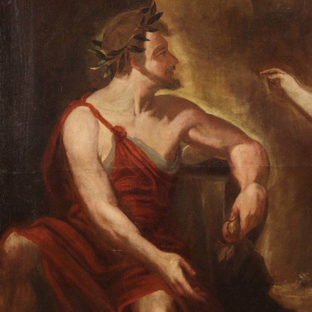 Grande dipinto mitologico del XVIII secolo, Vertumno e Pomona-photo-2