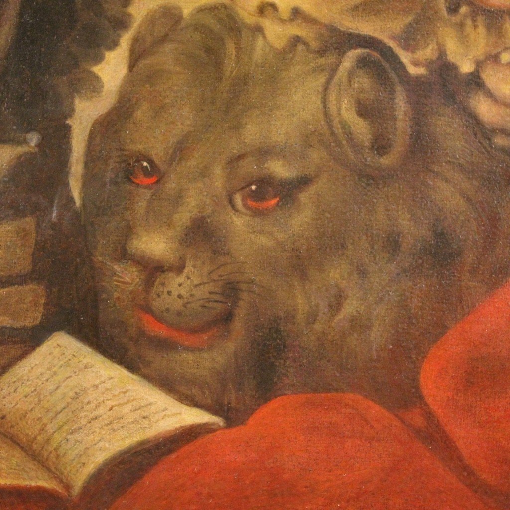 Antico dipinto religioso del XVII secolo, San Girolamo-photo-4
