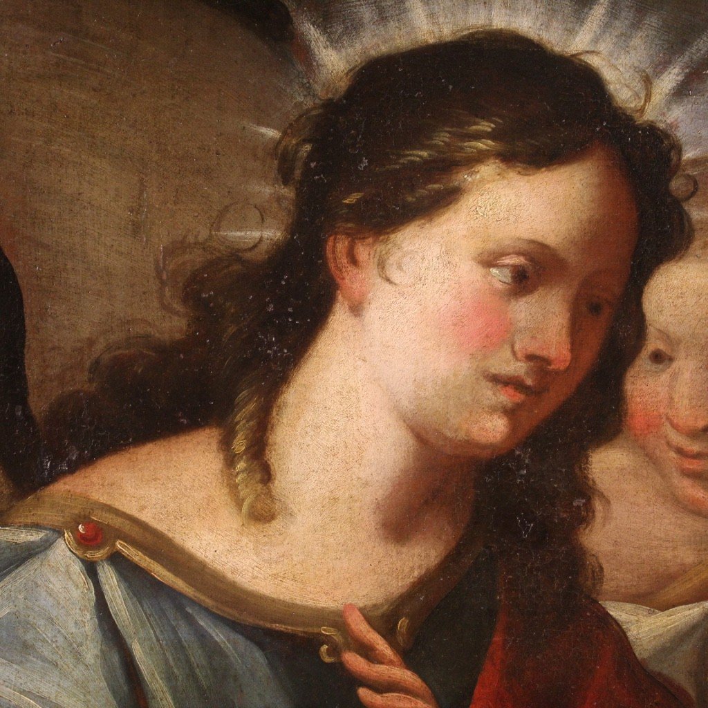Antico dipinto del XVIII secolo, Abramo e gli angeli-photo-3