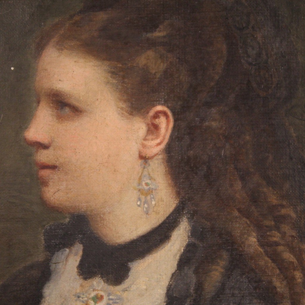 Piccolo ritratto di donna della fine del XIX secolo-photo-4