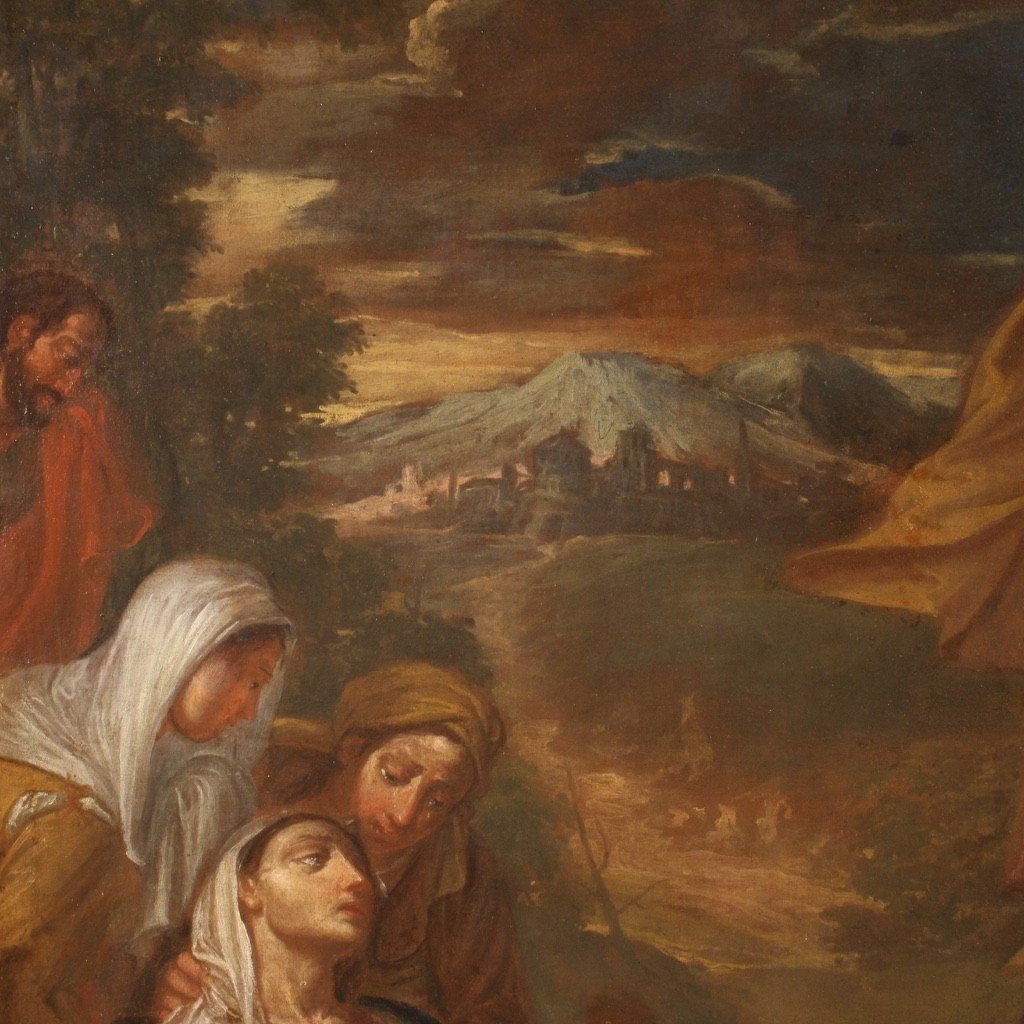 Grande quadro religioso del XVII secolo, Trasporto di Cristo al sepolcro-photo-4
