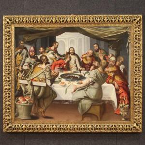 Antico dipinto fiammingo Ultima Cena del XVI secolo