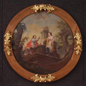Dipinto tondo del XIX secolo, Cristo e la Samaritana al pozzo