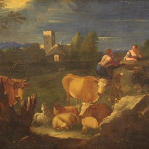 Quadro paesaggio bucolico della seconda metà del XVIII secolo