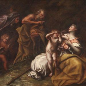 Grande dipinto del XVII secolo, Abramo scaccia Agar e Ismaele