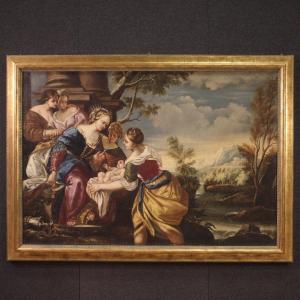 Grande dipinto del XVIII secolo, Mosè salvato dalle acque