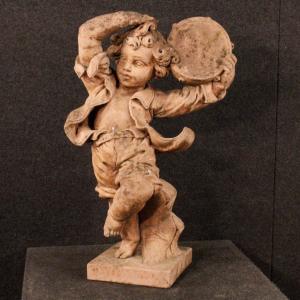 Grande scultura francese di bambino danzante del XX secolo