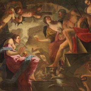 Grande dipinto mitologico del XVII secolo, Psiche scende agli inferi