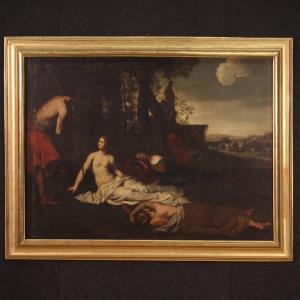 Grande dipinto mitologico del XVII secolo, il riposo di Diana