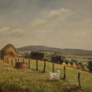 Piccolo dipinto paesaggio firmato del XX secolo