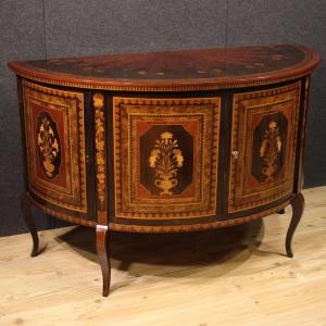 Credenza a mezzaluna intarsiata del XX secolo