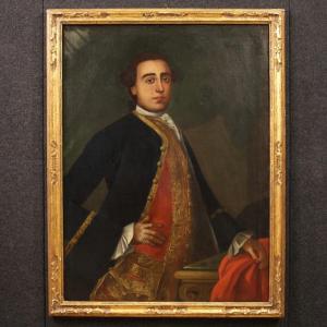 Grande dipinto italiano del XVIII secolo, Ritratto di Gentiluomo