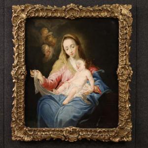 Grande dipinto religioso del XVIII secolo, Madonna col Bambino