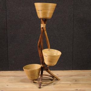 Portavasi italiano di design in bambù anni 60