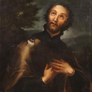Grande dipinto religioso del XVII secolo, San Rocco