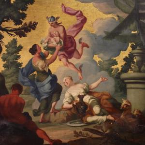 Dipinto italiano su tavola del XVIII secolo, Ermes affida Dioniso alle ninfe del monte Nisa