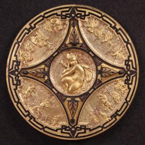 Scudo in legno dorato del XIX secolo firmato F. Barbedienne Paris