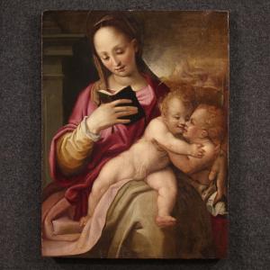 Dipinto su tavola del XVI, Madonna col bambino e San Giovannino